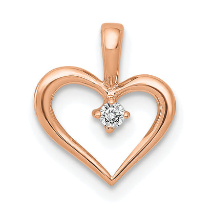 10K Rose Gold 10K Aa .02Ct. Diamond Heart Pendant