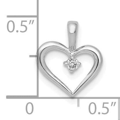 10K White Gold 10K Aa .02Ct. Diamond Heart Pendant