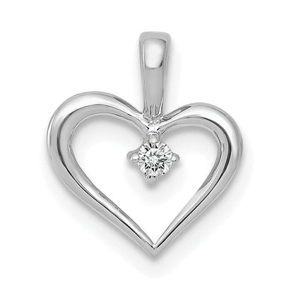 10K White Gold 10K Aa .02Ct. Diamond Heart Pendant