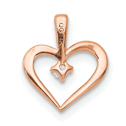 14K Rose Gold Aa .02Ct. Diamond Heart Pendant