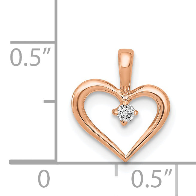 14K Rose Gold Aa .02Ct. Diamond Heart Pendant