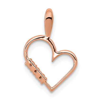 14K Rose Gold Aa 1/20Ct. Diamond Heart Pendant