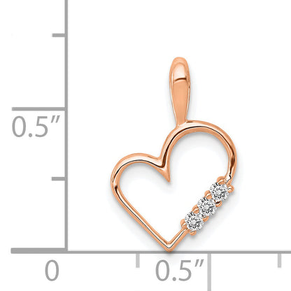 14K Rose Gold Aa 1/20Ct. Diamond Heart Pendant