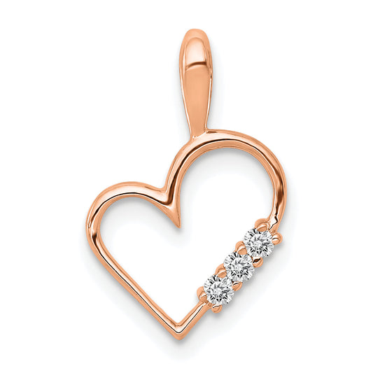 14K Rose Gold Aa 1/20Ct. Diamond Heart Pendant