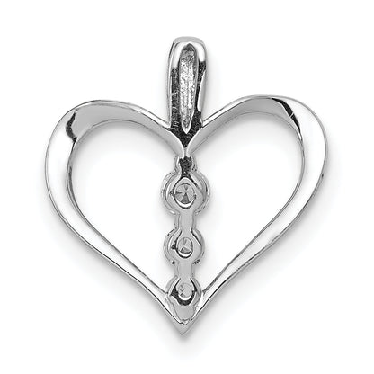 14K White Gold 1/10Ct. Diamond 3 Stone Heart Pendant