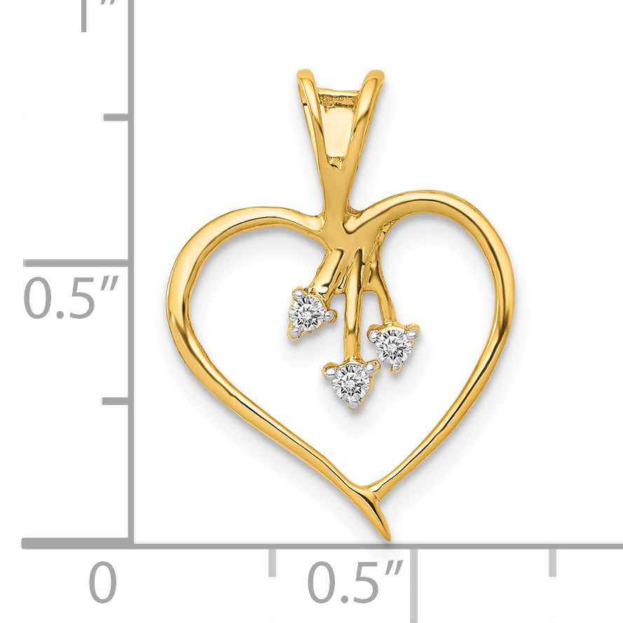 10K Yellow Gold 10K Diamond Heart Pendant