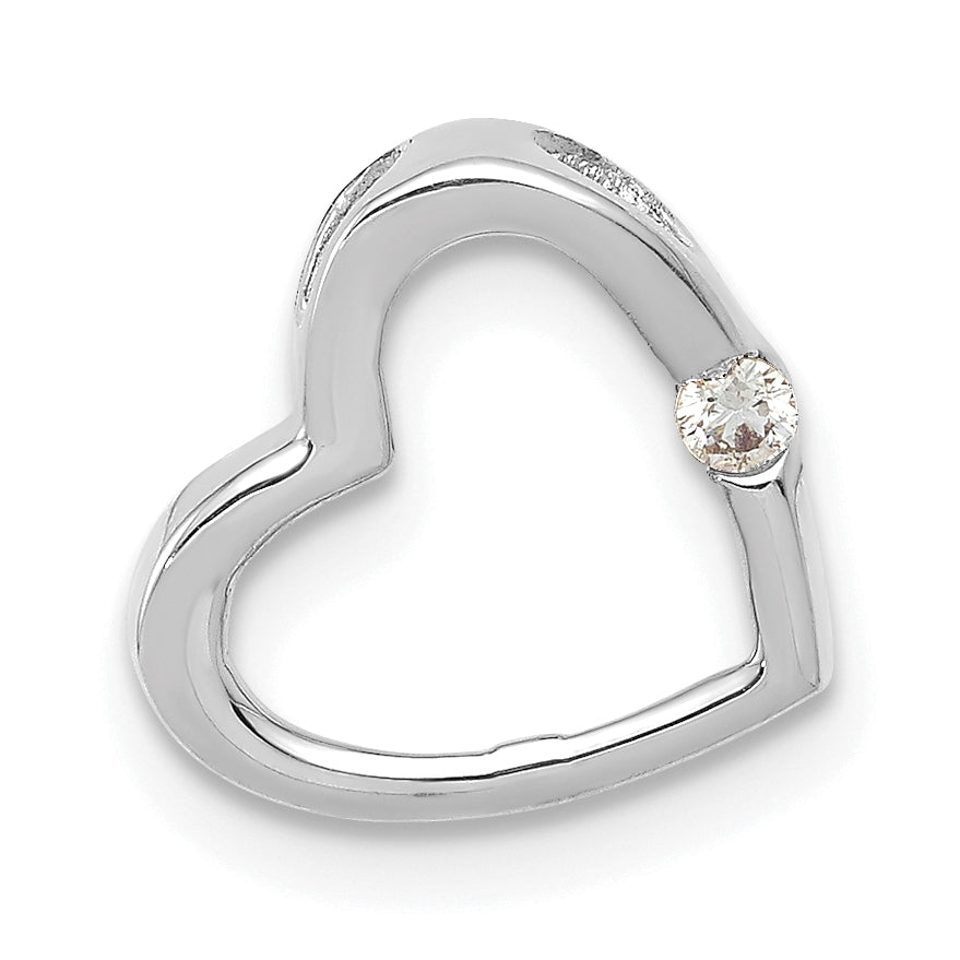 10K White Gold Aa Diamond Heart Chain Slide