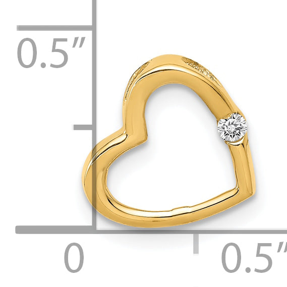 10K Yellow Gold Aa Diamond Heart Chain Slide