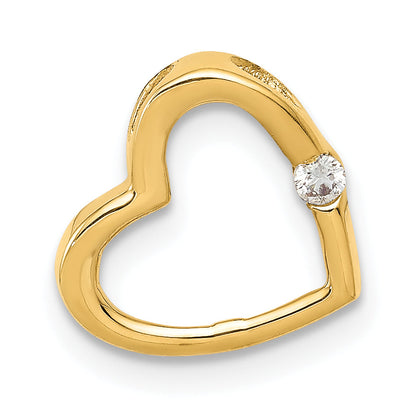10K Yellow Gold Aa Diamond Heart Chain Slide