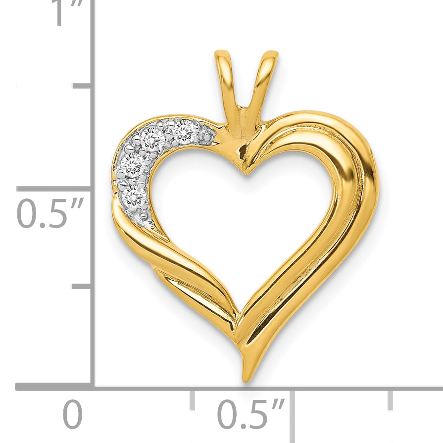 10K Yellow Gold 10K Diamond Fancy Heart Pendant