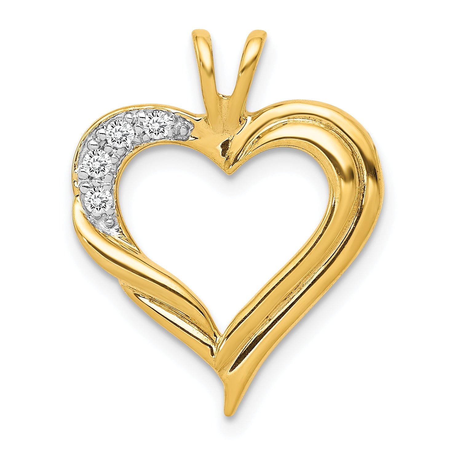 10K Yellow Gold 10K Diamond Fancy Heart Pendant