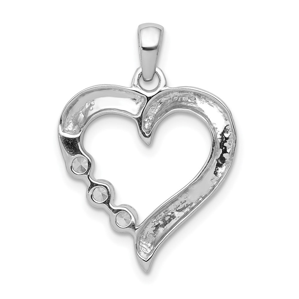 14k White Gold 1/4 Ct. Lab Grown Diamond VS/SI+ G+ Three Stone Heart Pendant
