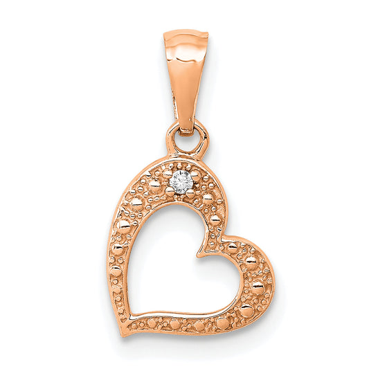 10K Rose Gold 10K .01Ct. Diamond Heart Pendant