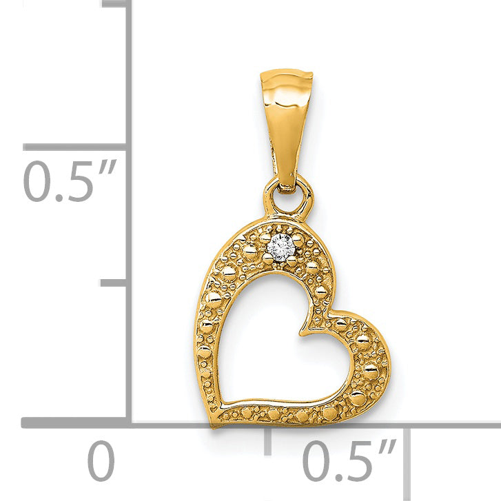 14k Yellow Gold 14k  .01ct. Diamond Heart Pendant