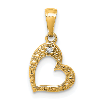 14k Yellow Gold 14k  .01ct. Diamond Heart Pendant