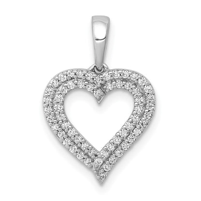 14k White Gold 1/4 Ct. Lab Grown Diamond VS/SI+ G+ Double Row Heart Pendant