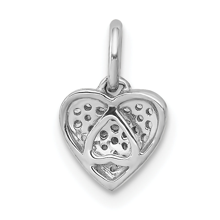 10K White Gold 1/10Ct. Diamond Heart Pendant