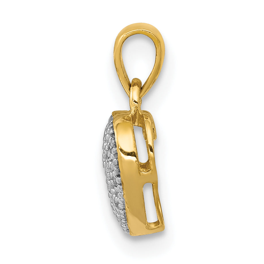 10K Yellow W/Rhodium W/ White Rhodium Diamond Heart Pendant