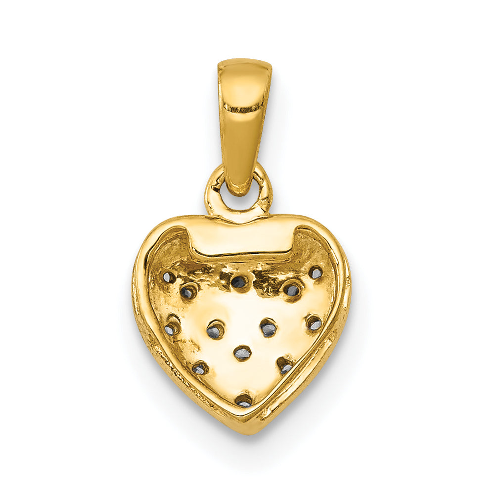 10K Yellow W/Rhodium W/ White Rhodium Diamond Heart Pendant