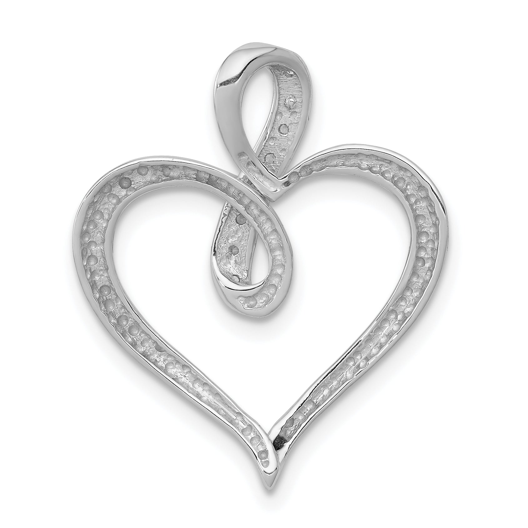 10K White Gold 1/20Ct. Diamond Heart And Infinity Pendant