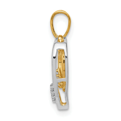 10K Two-Tone 10Kt White W/ Yellow Gold Heart Charm Diamond Pendant