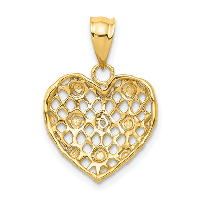 10K Yellow W/Rhodium And White Rhodium 1/2Pt Diamond Heart Pendant
