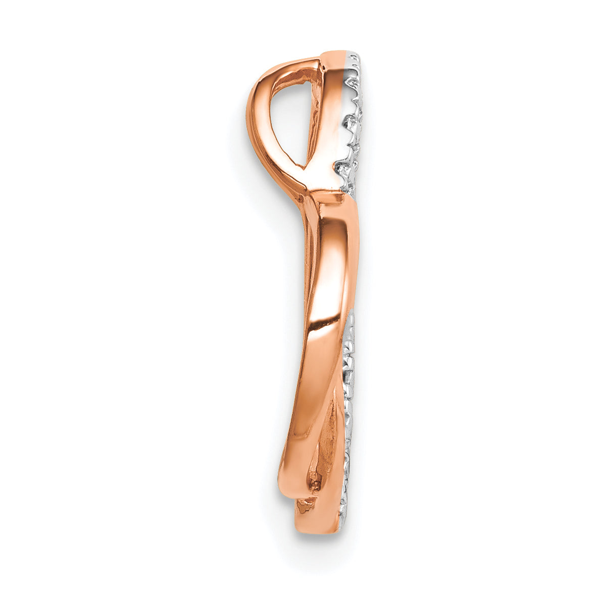 14k Rose Gold 14k Rose Gold .01ct. Diamond Double Heart Chain Slide