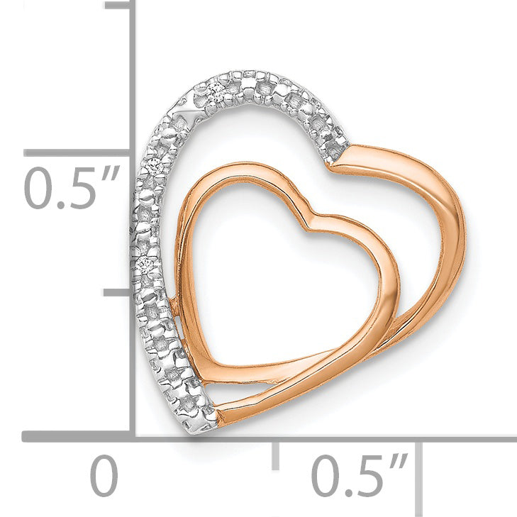 14k Rose Gold 14k Rose Gold .01ct. Diamond Double Heart Chain Slide