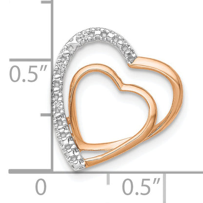 14k Rose Gold 14k Rose Gold .01ct. Diamond Double Heart Chain Slide
