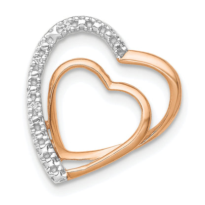 14k Rose Gold 14k Rose Gold .01ct. Diamond Double Heart Chain Slide