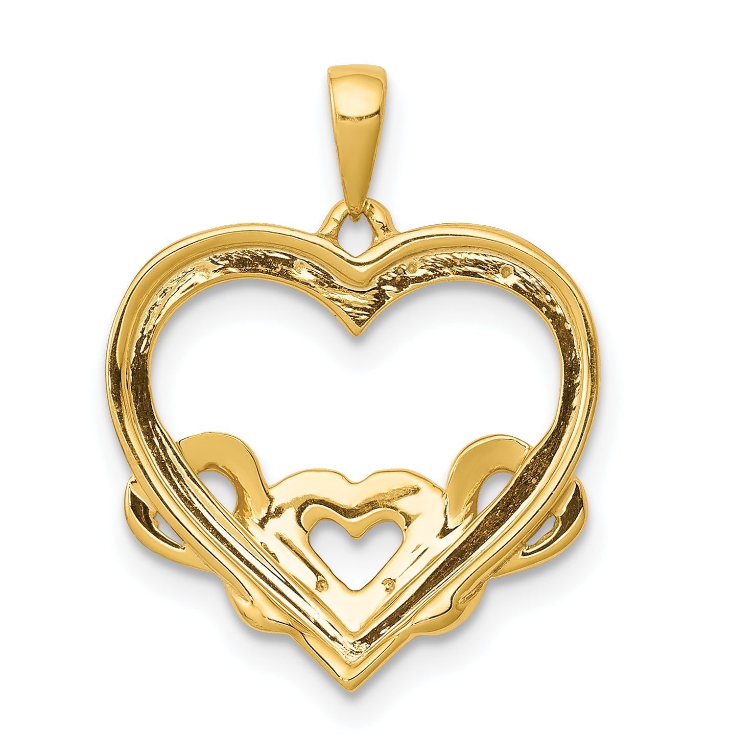 10K Yellow Gold .03Ct. Diamond Heart W/ Three Smaller Hearts Pendant