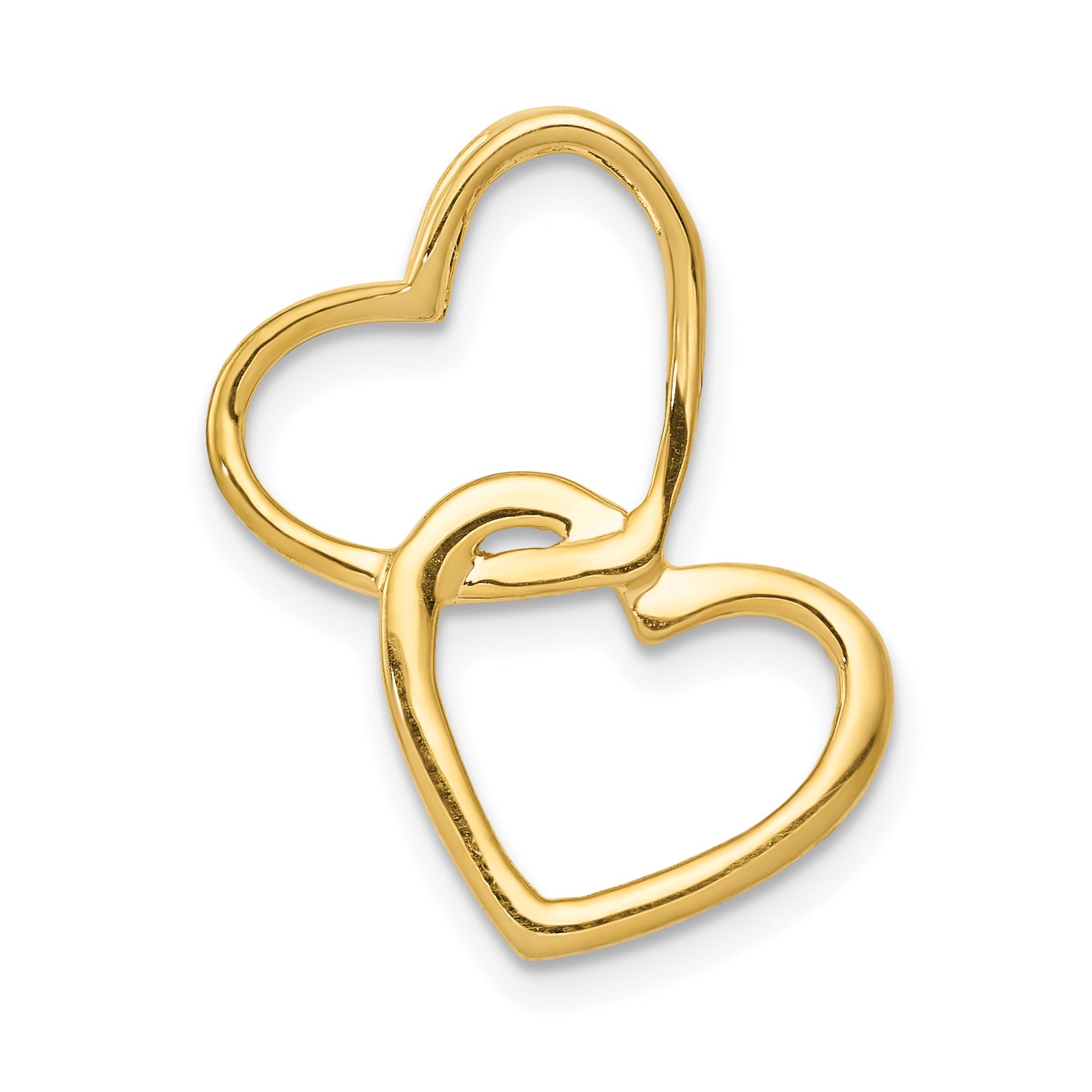10K Two-Tone Two-Tone 1/10Ct. Diamond Double Heart Chain Slide