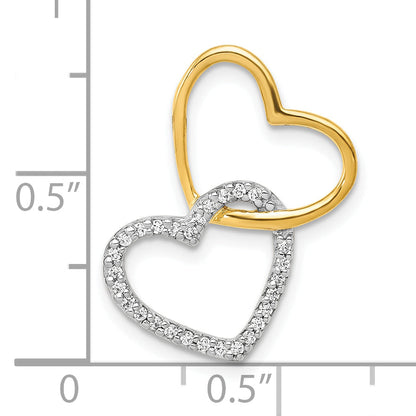 10K Two-Tone Two-Tone 1/10Ct. Diamond Double Heart Chain Slide