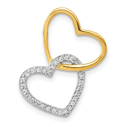 10K Two-Tone Two-Tone 1/10Ct. Diamond Double Heart Chain Slide