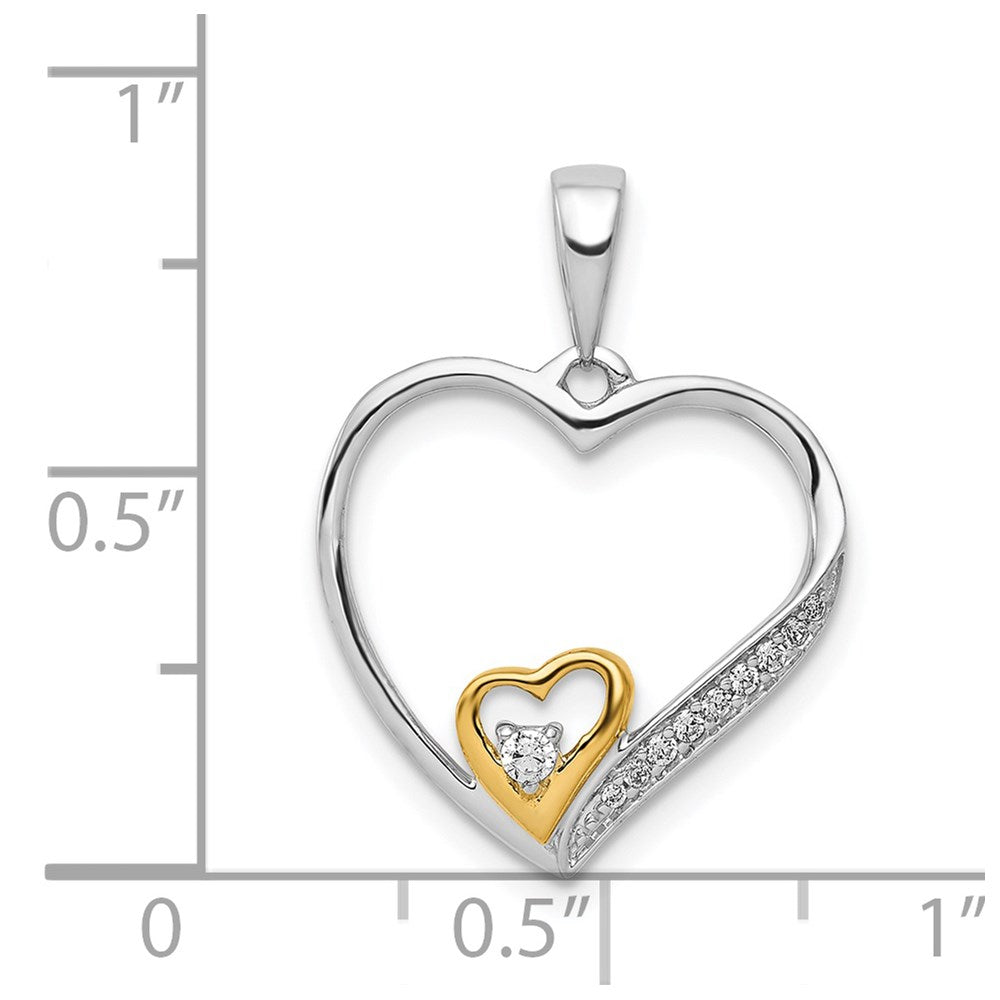 14K Two Tone 1/20Ct. Diamond Double Heart Pendant