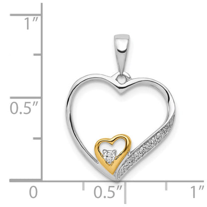 14K Two Tone 1/20Ct. Diamond Double Heart Pendant