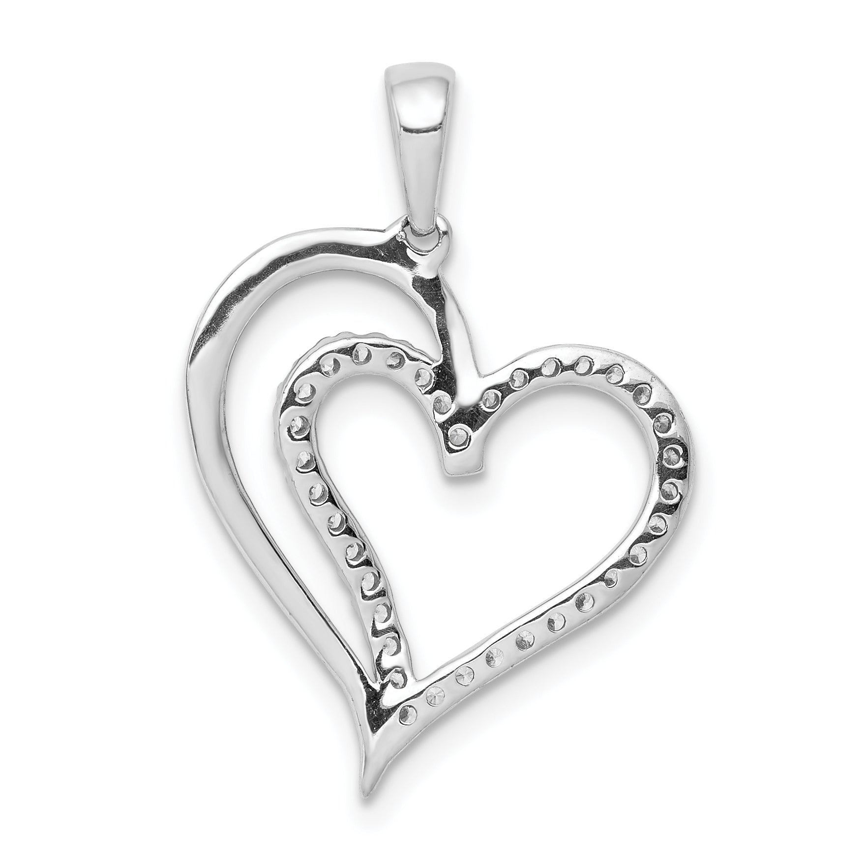 10K White Gold 1/10Ct. Diamond Heart Pendant