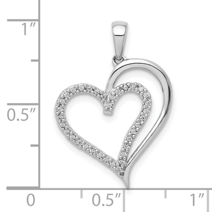 10K White Gold 1/10Ct. Diamond Heart Pendant