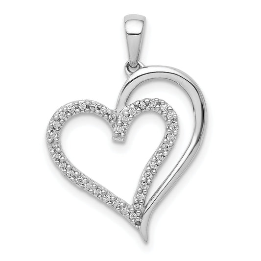10K White Gold 1/10Ct. Diamond Heart Pendant