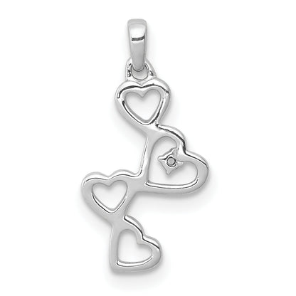 10K White Gold 10K .01Ct. Diamond Four Hearts Pendant