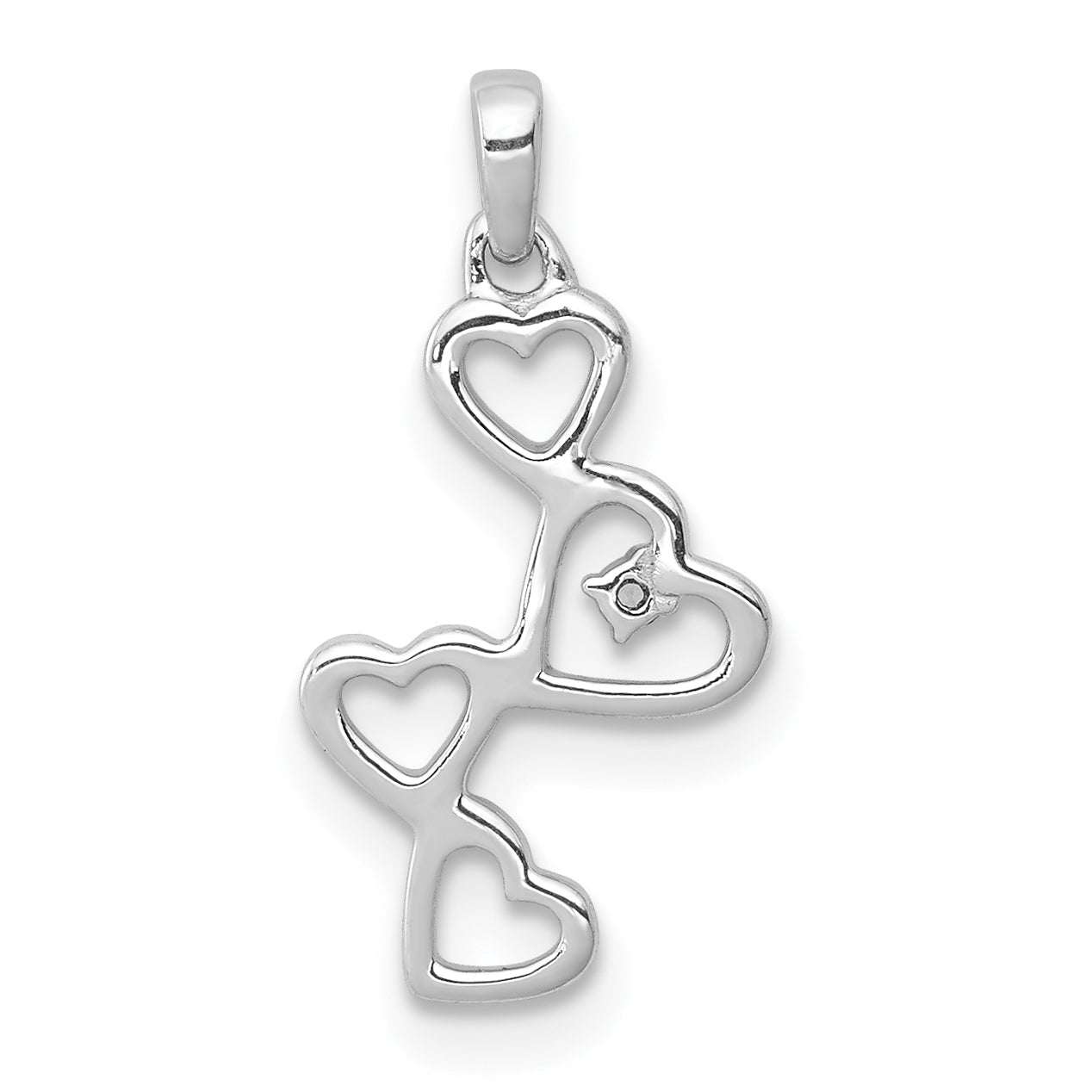 14K White Gold .01Ct. Diamond Four Hearts Pendant