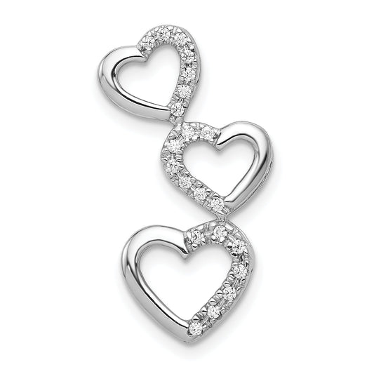 10K White Gold 10K 1/10Ct. Diamond Triple Heart Chain Slide