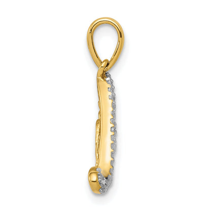 10K Yellow W/Rhodium 10K .02Ct. Diamond Love Pendant