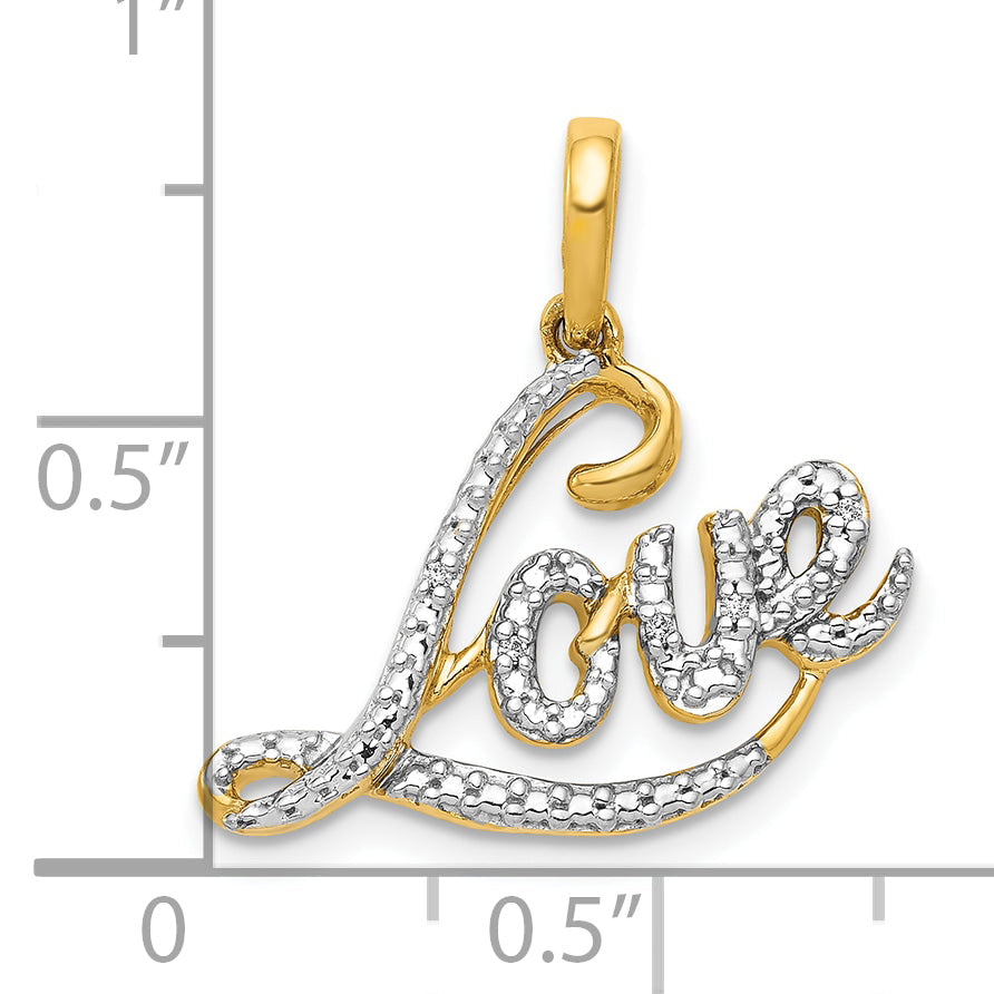 10K Yellow W/Rhodium 10K .02Ct. Diamond Love Pendant