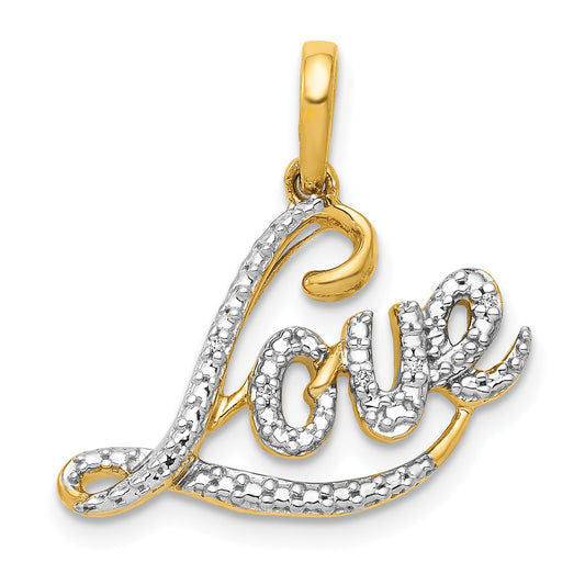10K Yellow W/Rhodium 10K .02Ct. Diamond Love Pendant