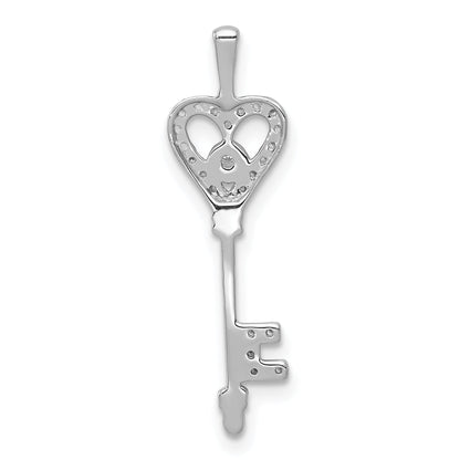10K White Gold 10K 1/10Ct. Diamond Heart Key Pendant