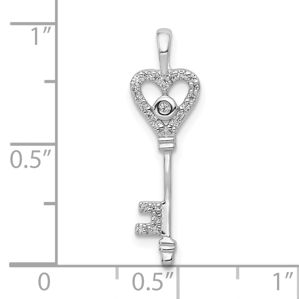 10K White Gold 10K 1/10Ct. Diamond Heart Key Pendant
