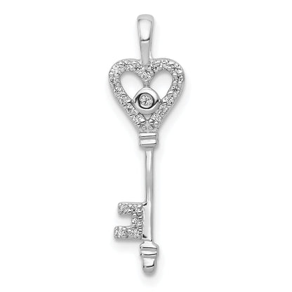 10K White Gold 10K 1/10Ct. Diamond Heart Key Pendant