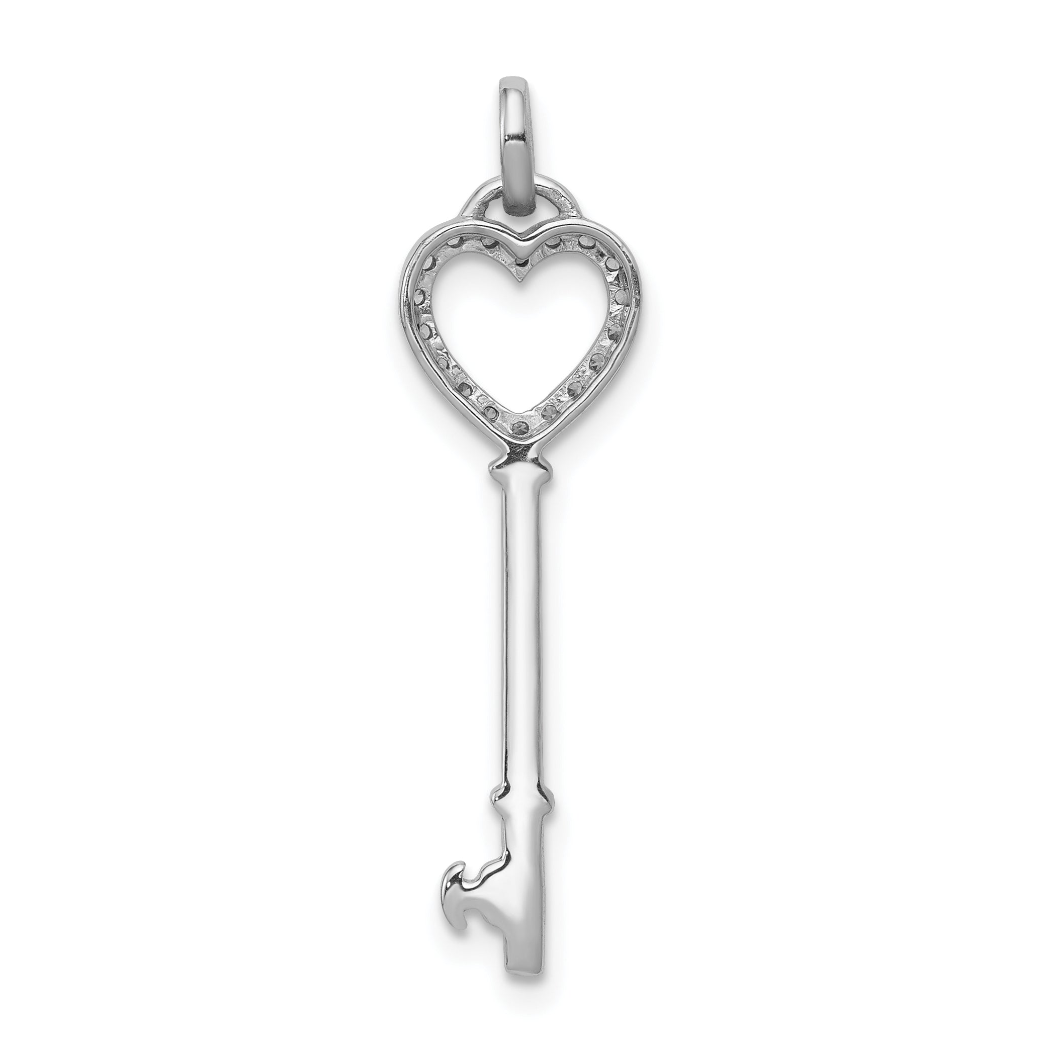 10K White Gold 10K Diamond Heart Key Pendant