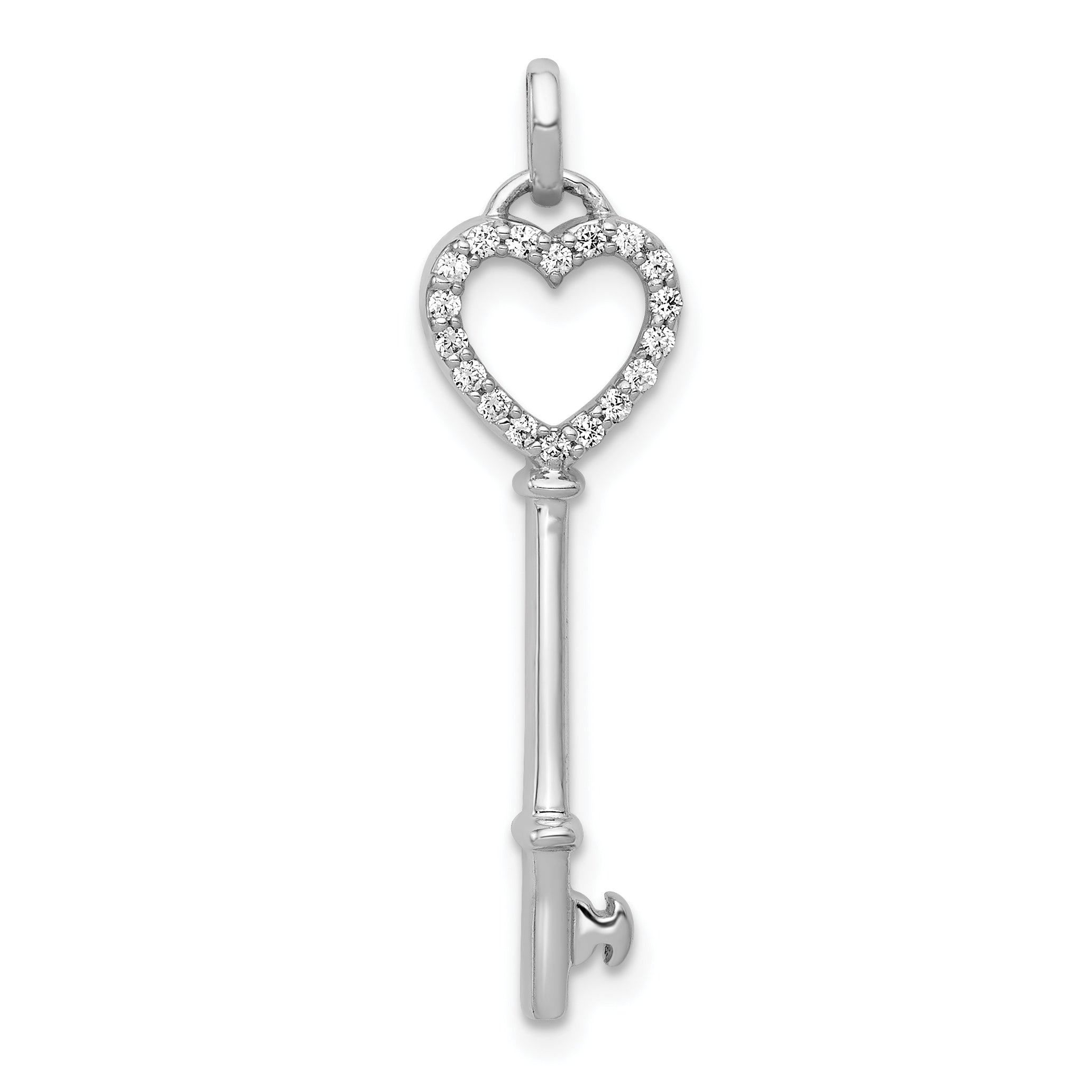 10K White Gold 10K Diamond Heart Key Pendant